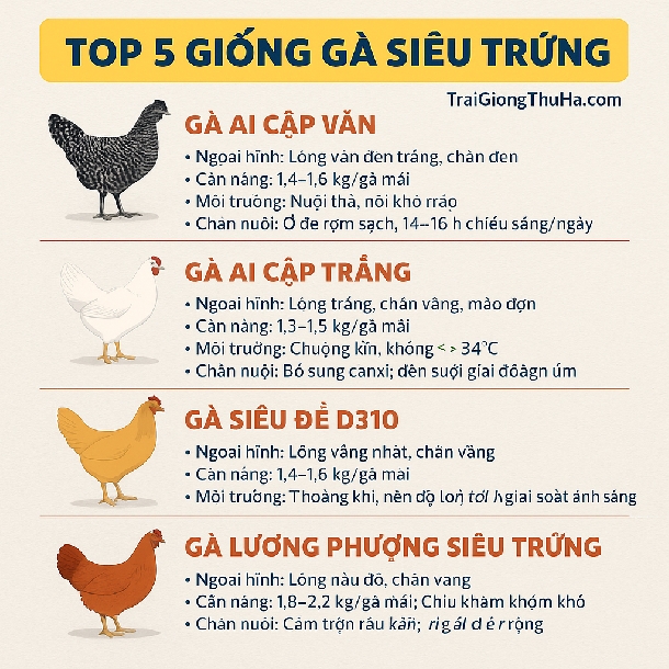 Top 5 Giống Gà Siêu Trứng Đẻ Nhiều Nhất Hiện Nay