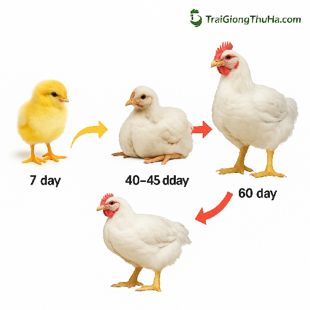 Gà Mỹ Trắng Công Nghiệp Nuôi Bao Lâu Xuất Chuồng? Phân Tích Lãi Lỗ Từng Giai Đoạn